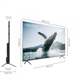 Cecotec QLED 98″ Smart TV V3+ Series+S, 4K UHD, Android Tv11, Asistente de Voz Google y Chromecast.