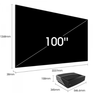 Hisense- Laser TV Smart Hisense de100 Pulgadas, 4K, UHD, Laser de Tiro Ultracorto, 2700 Lúmens,WiFi.
