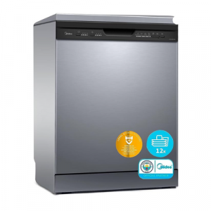 Midea Lavavajillas 60 cm+++ Inox para 12 servicios – Filtro Antibacterias- Compacto con 5 Programas de Lavado