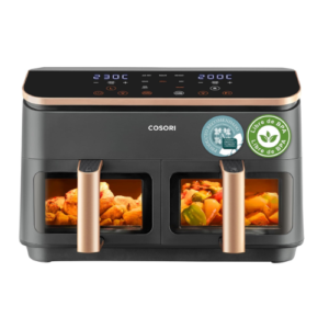Cosori Freidora de Aire Grande Doble Cesta 8,5L Air Fryer, Alta Pontencia y Velocidad, Inox.