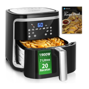 Aigostar – Freidora de aire sin aceite 7L, 1900W, 7 funciones preestablecidas .